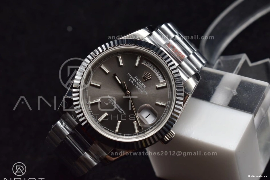 Stretchable Bracelet Dial DayDate V Grey Markers 40 904L Stick Steel On A2836 GMF 704 President Weighted Tungsten 0420